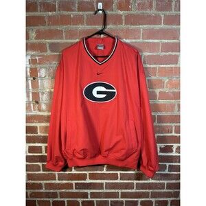 Vintage Y2k Nike Georgia Bulldogs Pullover Red Center Swoosh Windbreaker Adult L